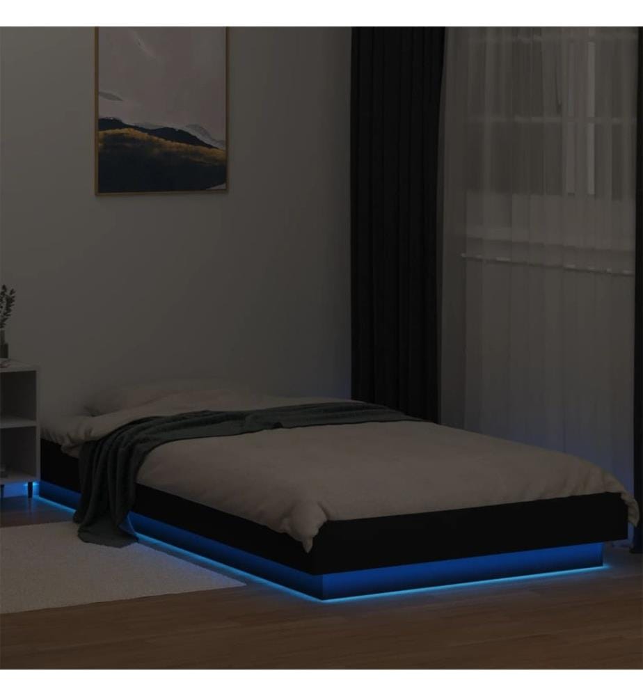 Bettgestell mit LED Schwarz 90x190 cm Holzwerkstoff