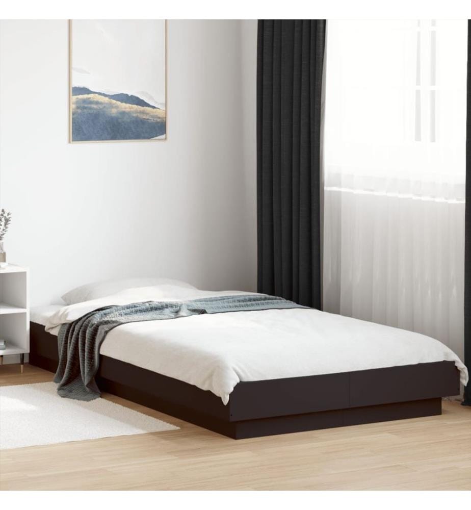 Bettgestell mit LED Schwarz 90x190 cm Holzwerkstoff