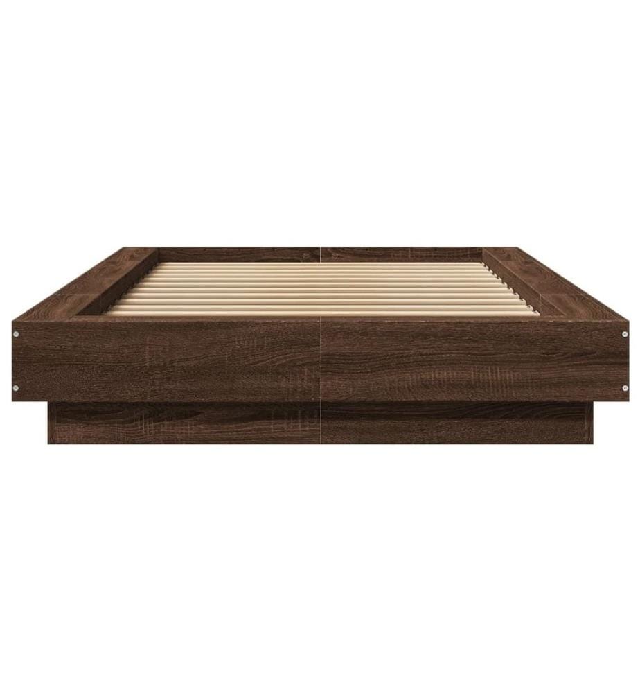 Bettgestell mit LED Braun Eichen-Optik 75x190 cm Holzwerkstoff