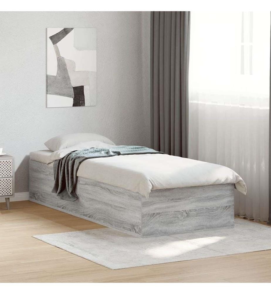 Bettgestell Grau Sonoma 75x190 cm Holzwerkstoff