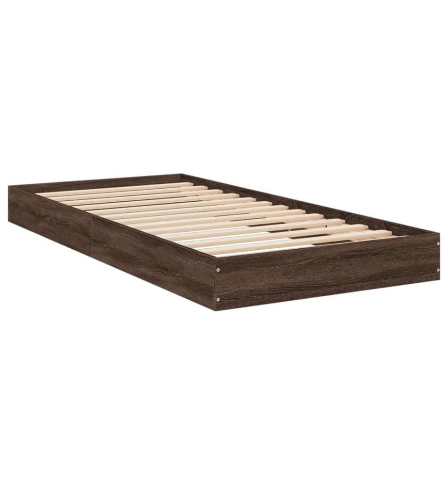 Cadre de lit chêne marron 90x200 cm bois d'ingénierie
