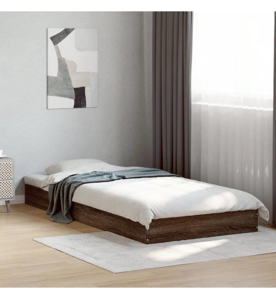 Cadre de lit chêne marron 90x200 cm bois d'ingénierie