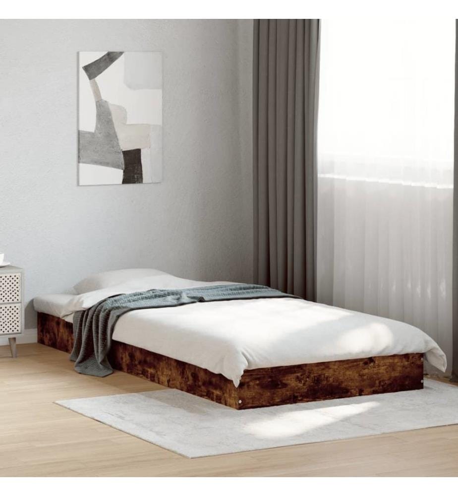 Bettgestell Räuchereiche 75x190 cm Holzwerkstoff