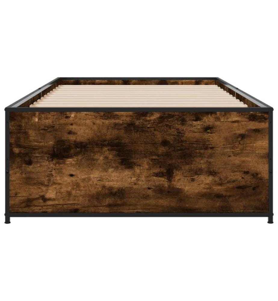 Bettgestell Räuchereiche 100x200 cm Holzwerkstoff und Metall