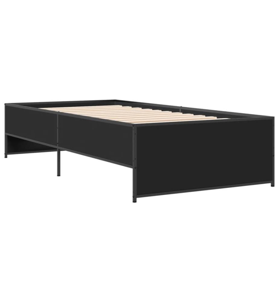 Bettgestell Schwarz 90x190 cm Holzwerkstoff und Metall
