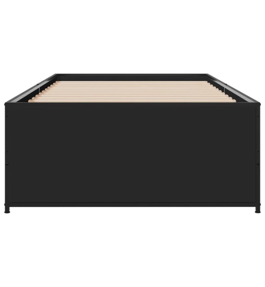 Bettgestell Schwarz 90x190 cm Holzwerkstoff und Metall