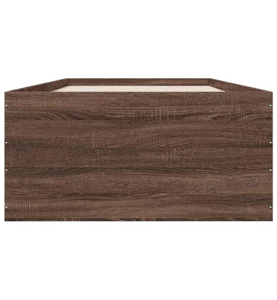 Cadre de lit chêne marron 75x190 cm bois d'ingénierie