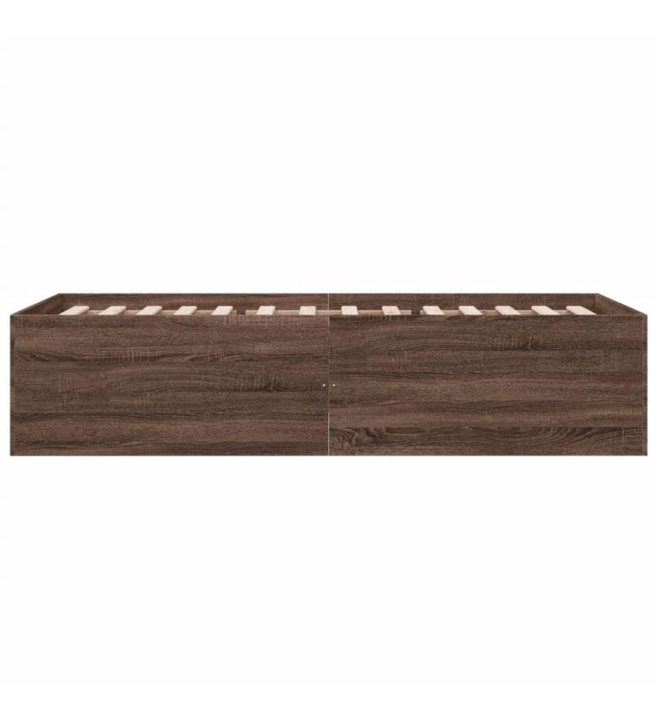 Cadre de lit chêne marron 75x190 cm bois d'ingénierie