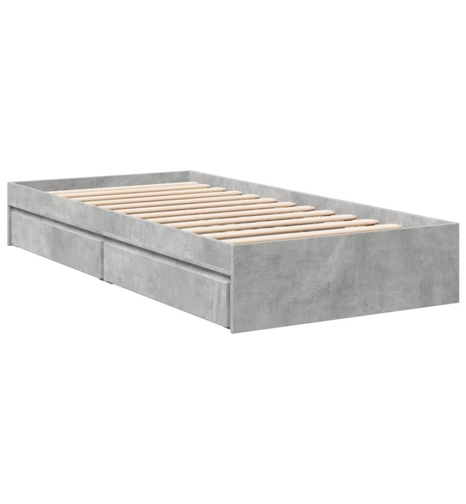 Bettgestell mit Schubladen Betongrau 90x200 cm Holzwerkstoff