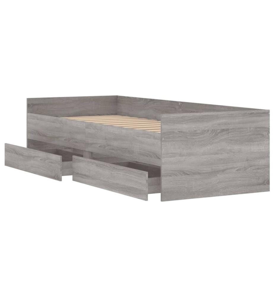 Cadre de lit avec tiroirs sonoma gris 90x190 cm
