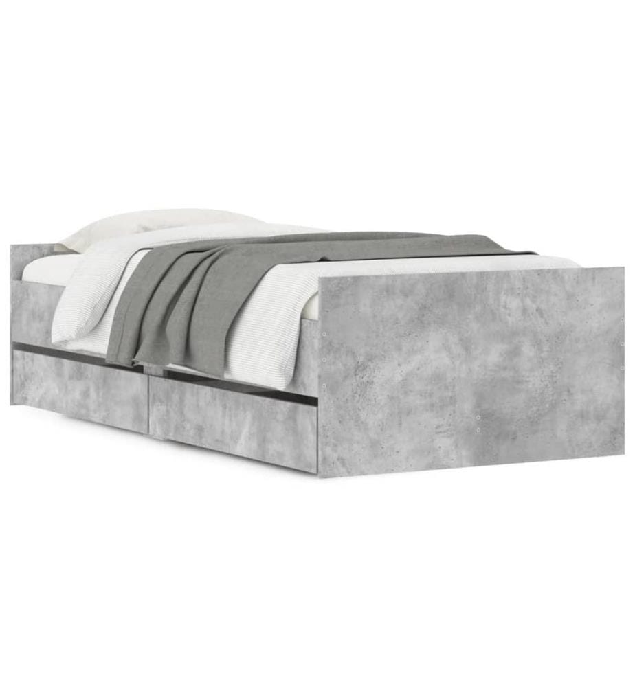 Bett mit Schubladen Betongrau 75x190 cm