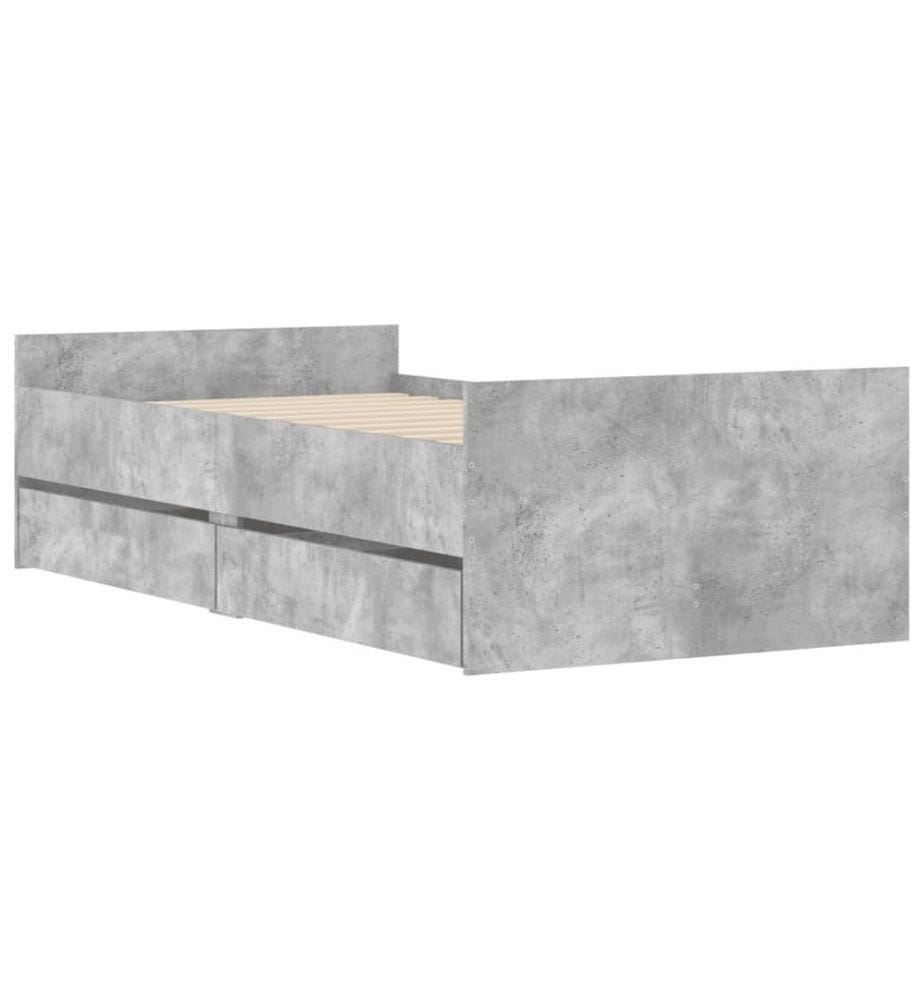 Bett mit Schubladen Betongrau 75x190 cm