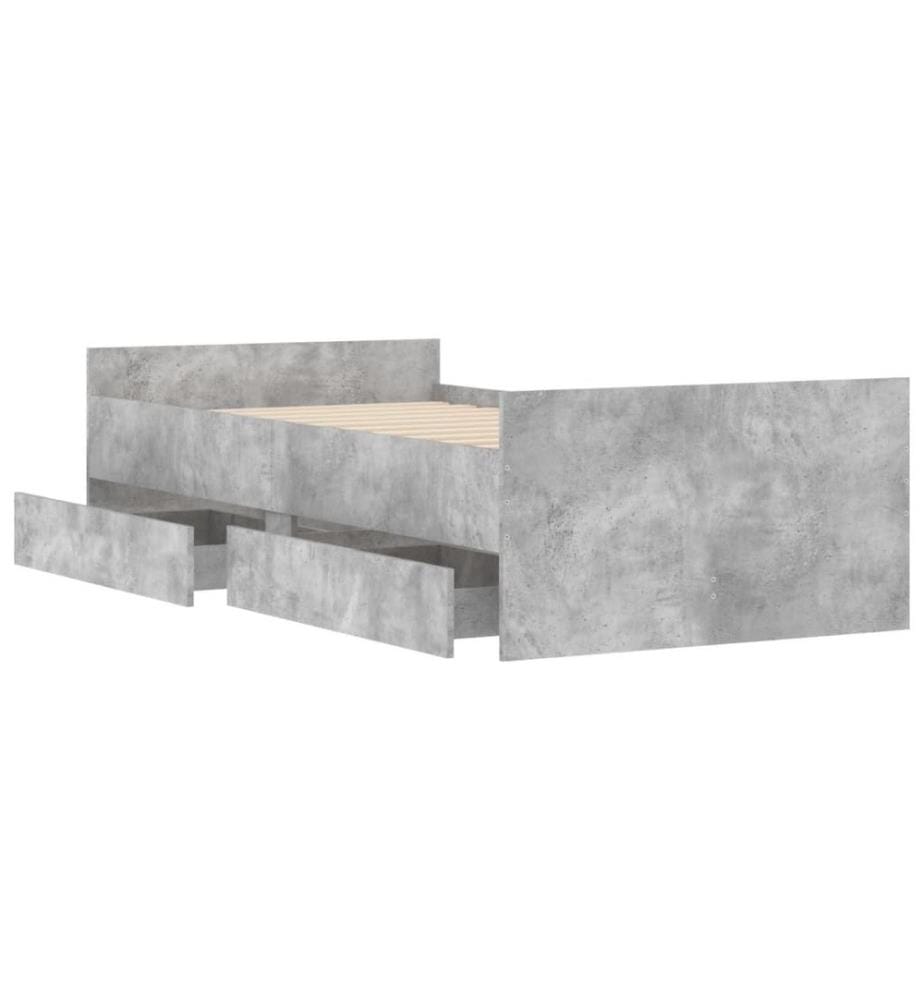Bett mit Schubladen Betongrau 75x190 cm
