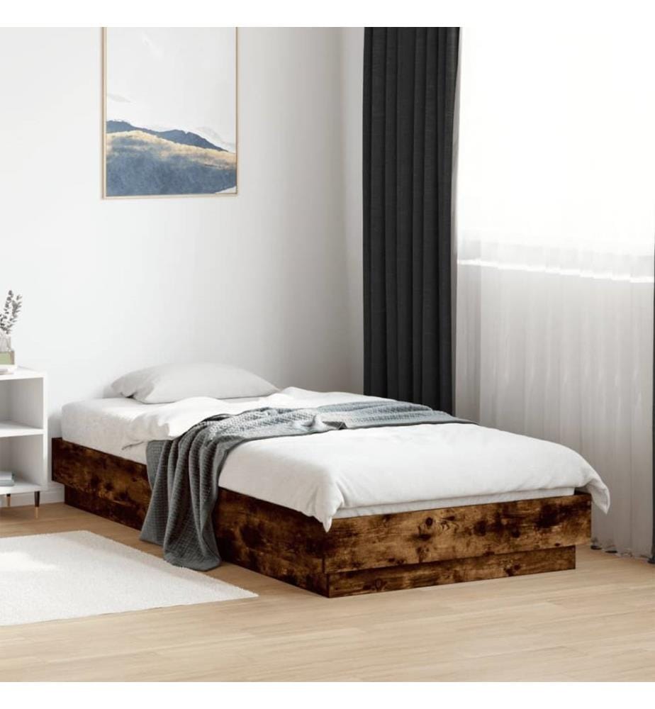 Cadre de lit chêne fumé 90x190 cm bois d'ingénierie
