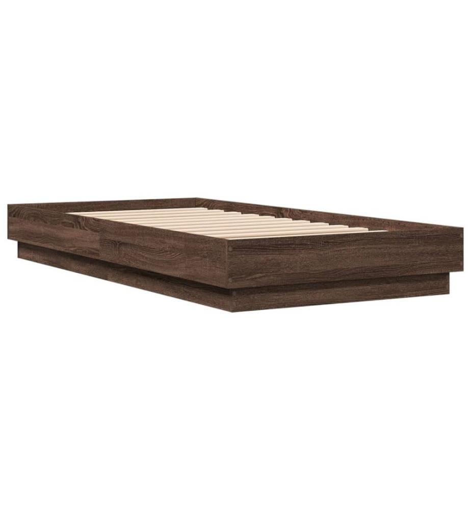 Cadre de lit chêne marron 90x190 cm bois d'ingénierie