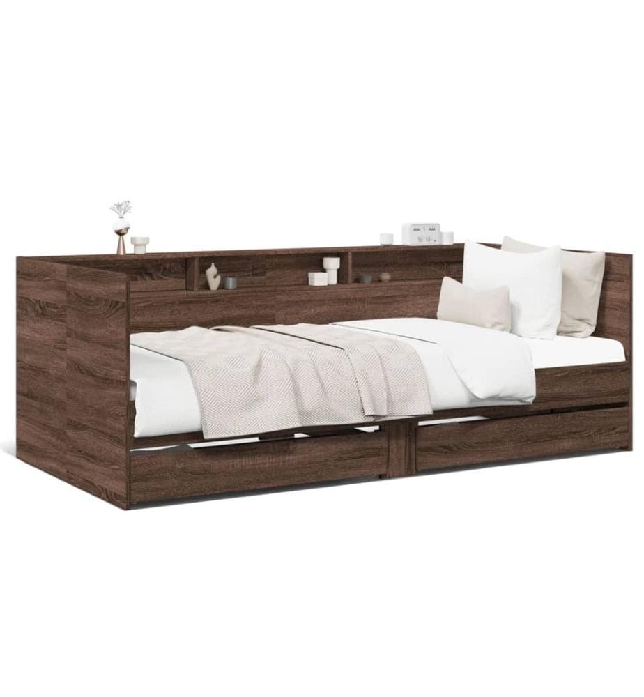 Tagesbett Schubladen Braun Eiche-Optik 100x200 cm Holzwerkstoff