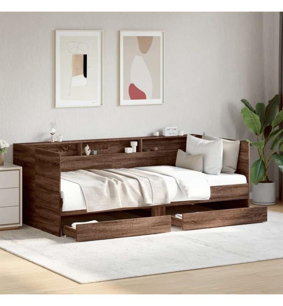 Tagesbett Schubladen Braun Eiche-Optik 75x190 cm Holzwerkstoff