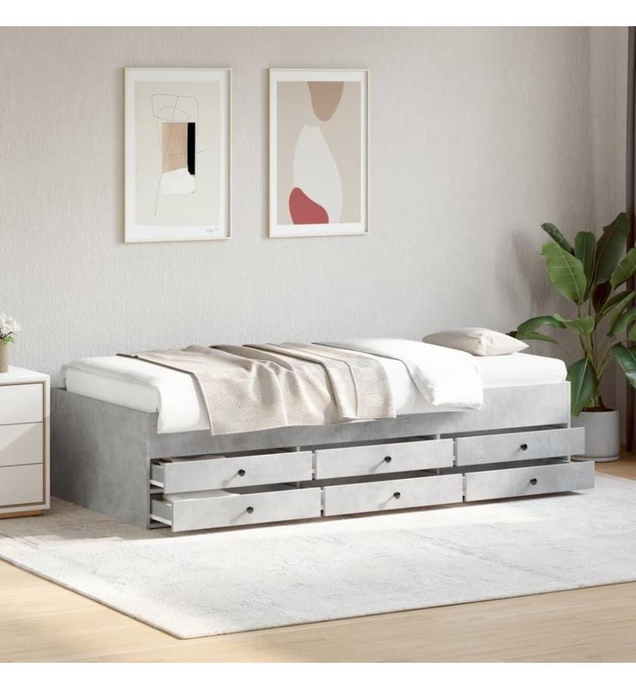 Tagesbett mit Schubladen Betongrau 100x200 cm Holzwerkstoff
