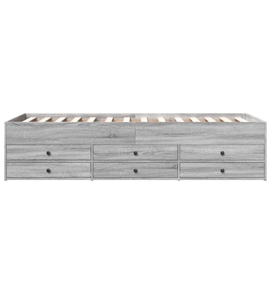 Lit de jour et tiroirs sonoma gris 90x200 cm bois d'ingénierie