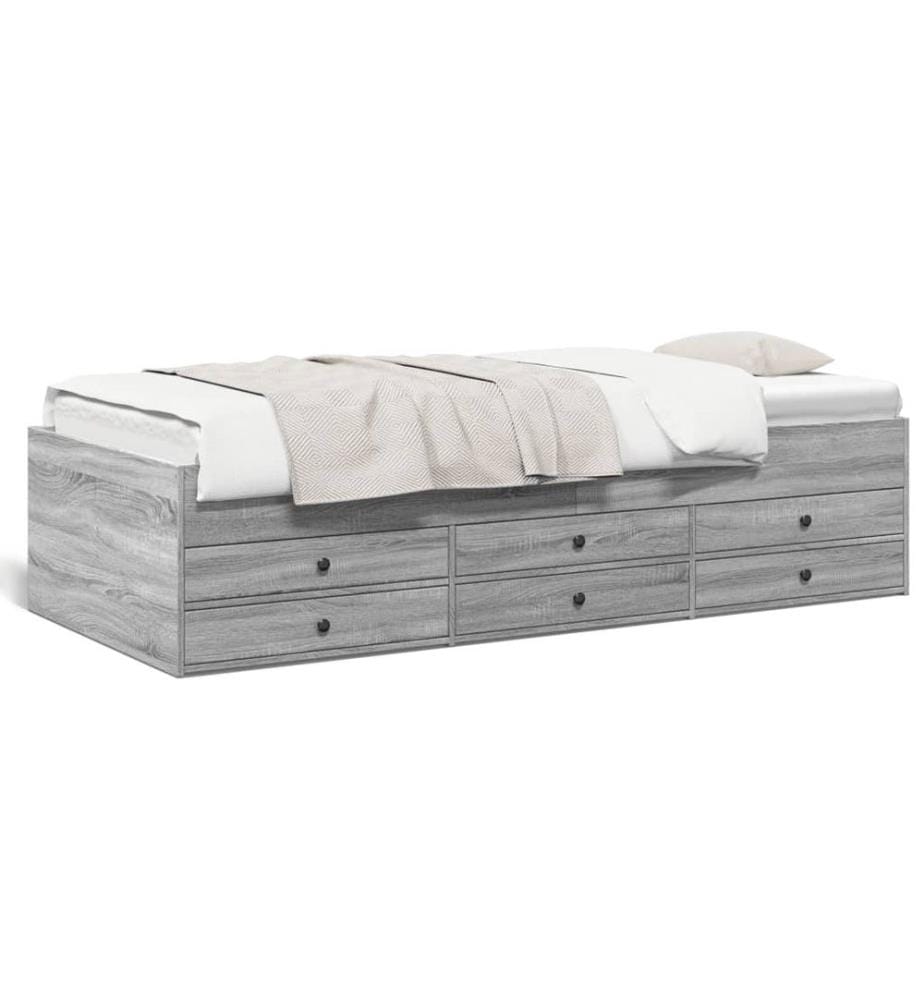 Tagesbett mit Schubladen Grau Sonoma 75x190 cm Holzwerkstoff