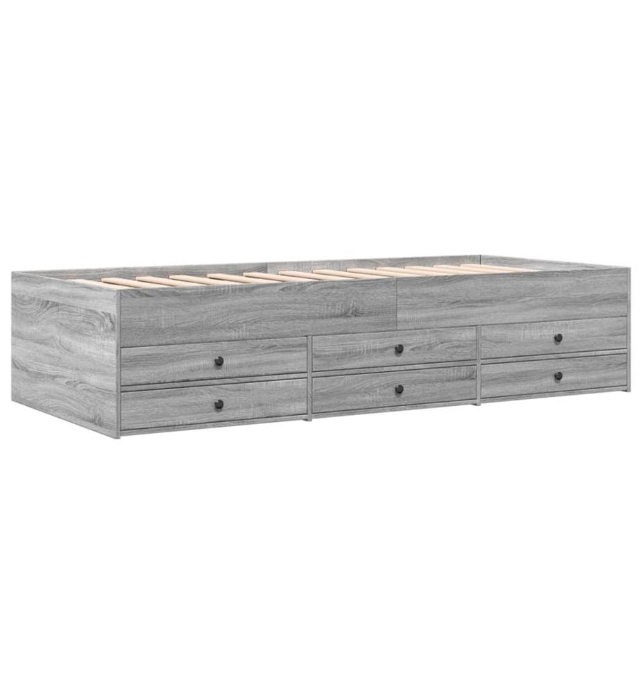 Tagesbett mit Schubladen Grau Sonoma 100x200 cm Holzwerkstoff