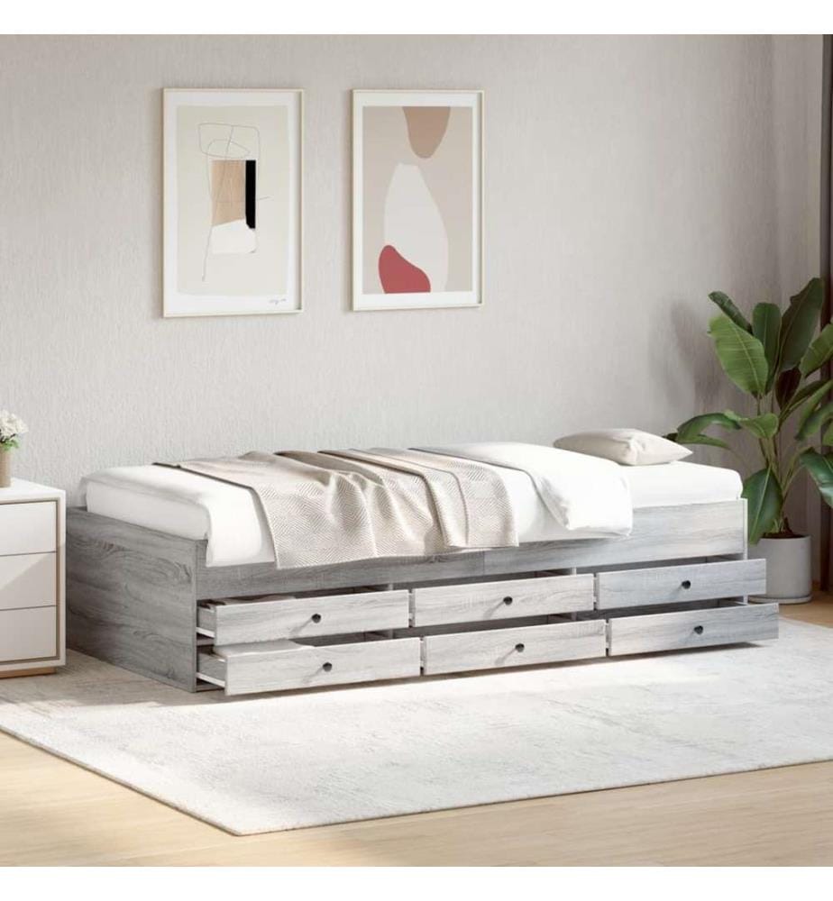 Tagesbett mit Schubladen Grau Sonoma 100x200 cm Holzwerkstoff