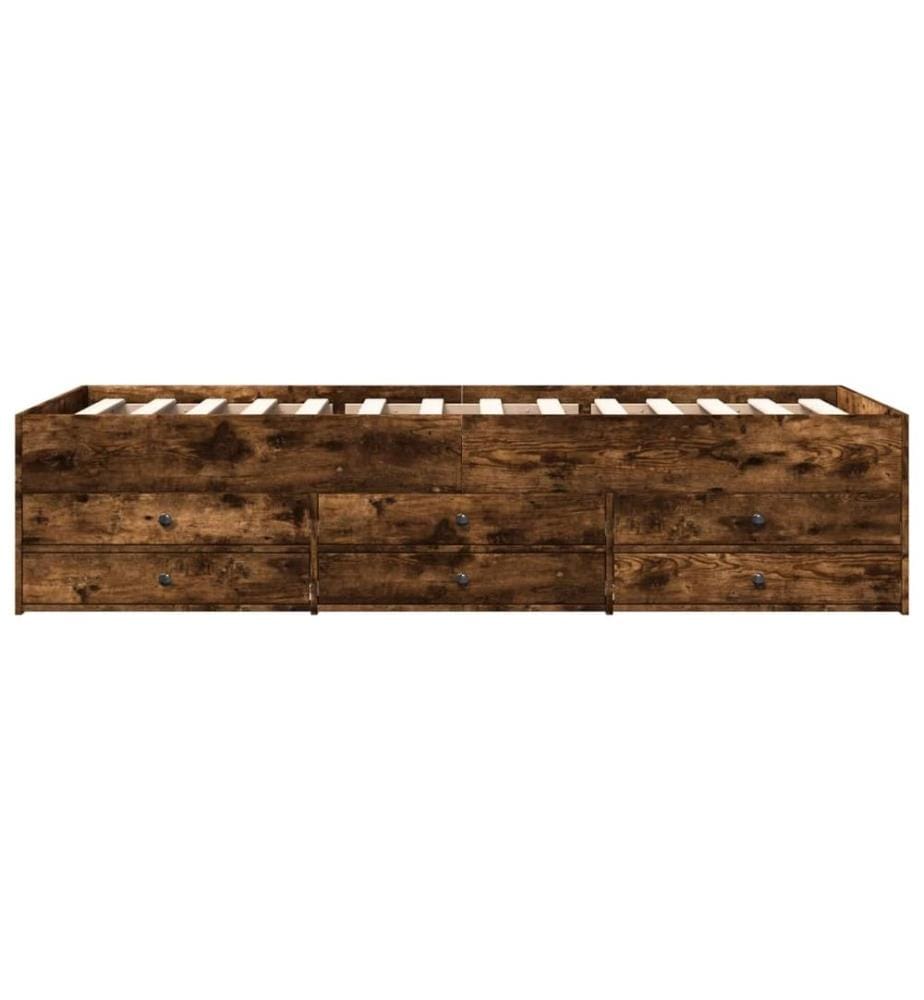 Lit de jour avec tiroirs chêne fumé 90x190 cm bois d'ingénierie