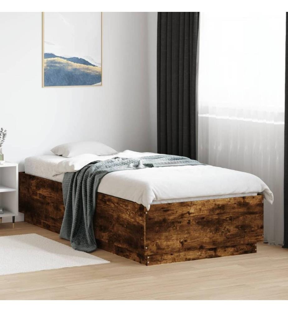 Cadre de lit chêne fumé 90x200 cm bois d'ingénierie