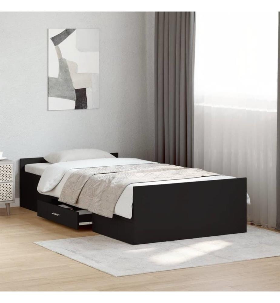 Bettgestell mit Schubladen Schwarz 100x200 cm Holzwerkstoff