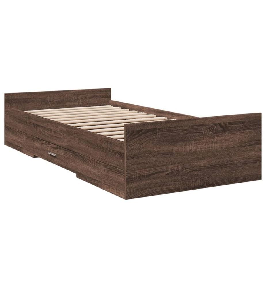 Bettgestell mit Schubladen Braun Eichen-Optik 75x190 cm