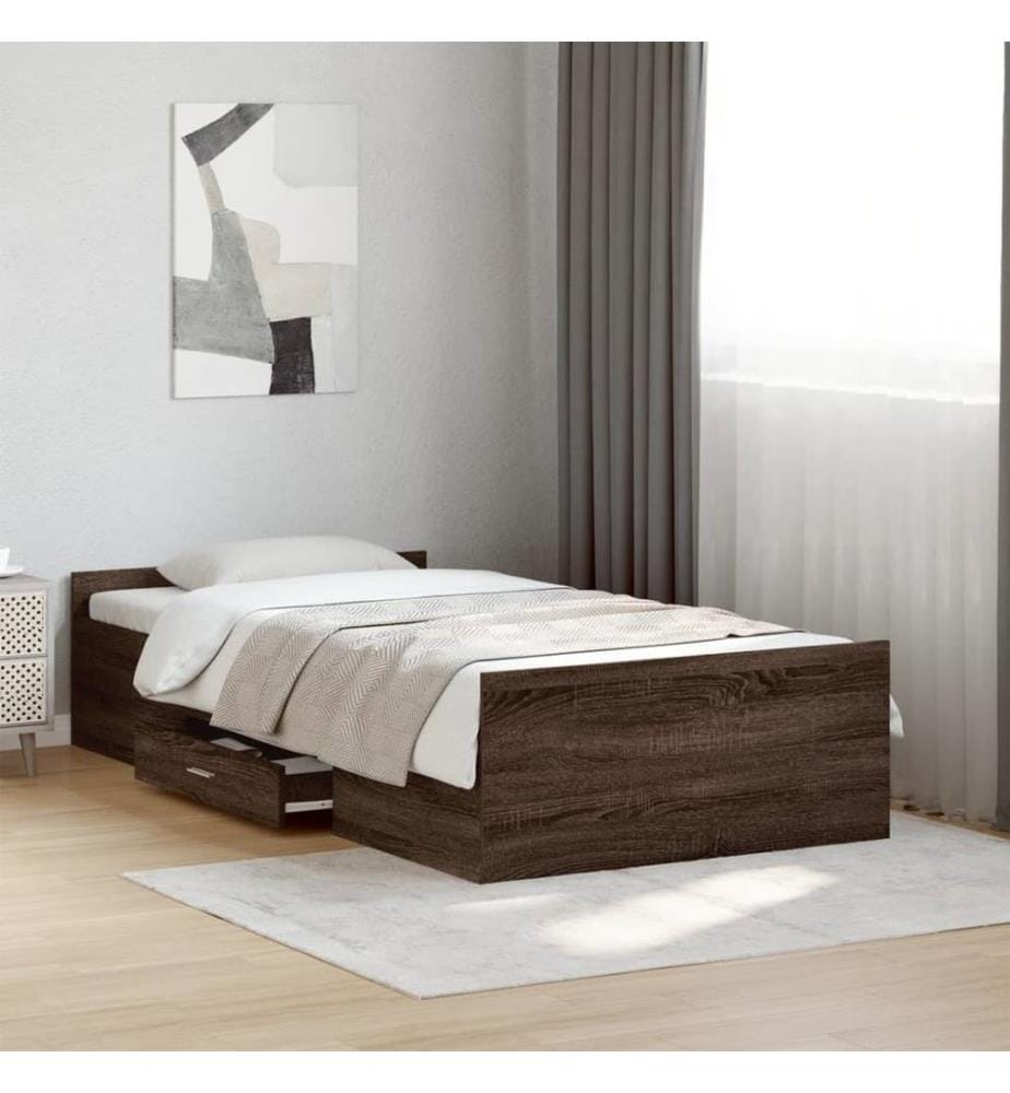 Bettgestell mit Schubladen Braun Eichen-Optik 75x190 cm