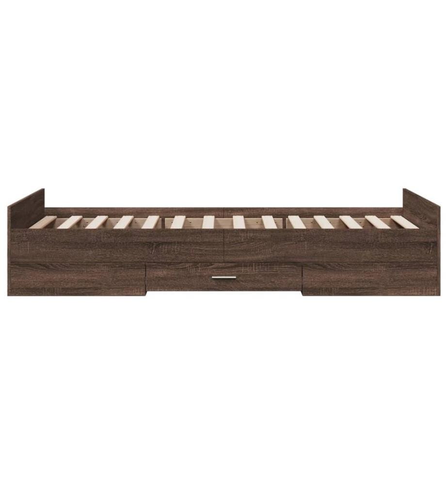 Bettgestell mit Schubladen Braun Eichen-Optik 75x190 cm