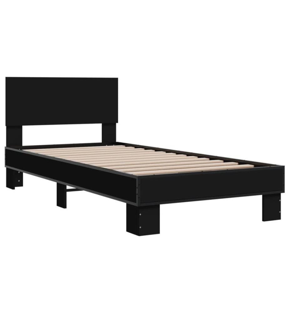 Bettgestell Schwarz 100x200 cm Holzwerkstoff und Metall