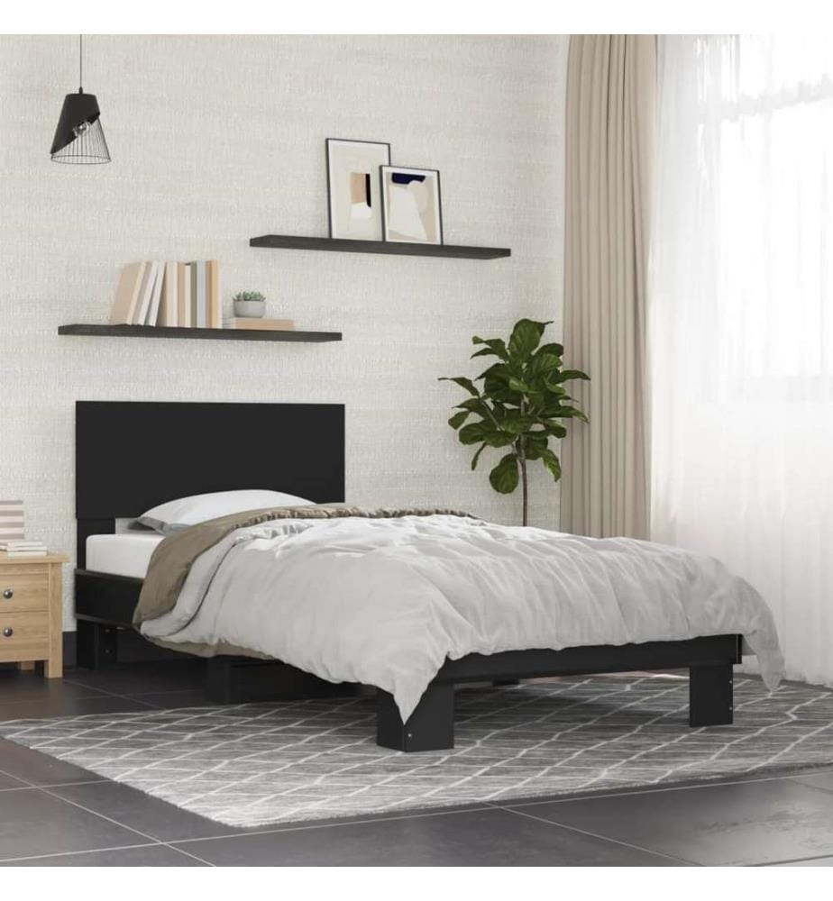 Bettgestell Schwarz 100x200 cm Holzwerkstoff und Metall