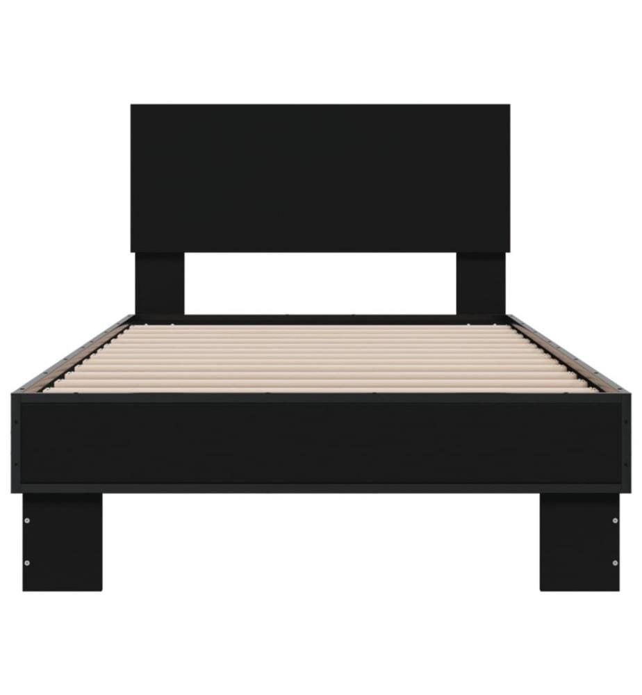 Bettgestell Schwarz 100x200 cm Holzwerkstoff und Metall