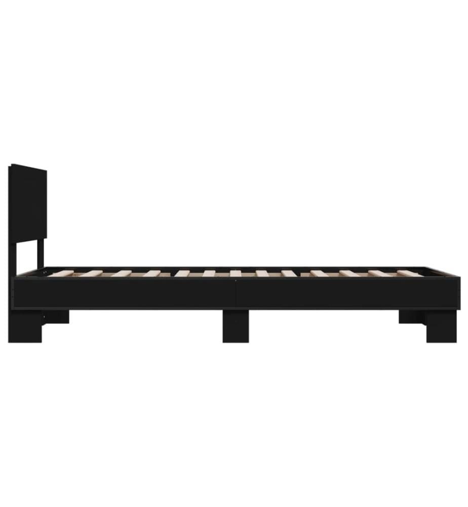 Bettgestell Schwarz 100x200 cm Holzwerkstoff und Metall