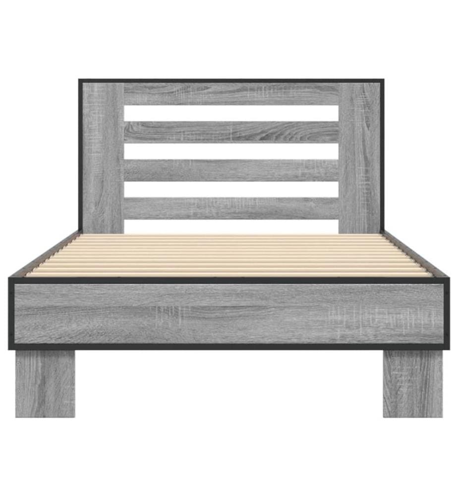 Bettgestell Grau Sonoma 75x190 cm Holzwerkstoff und Metall