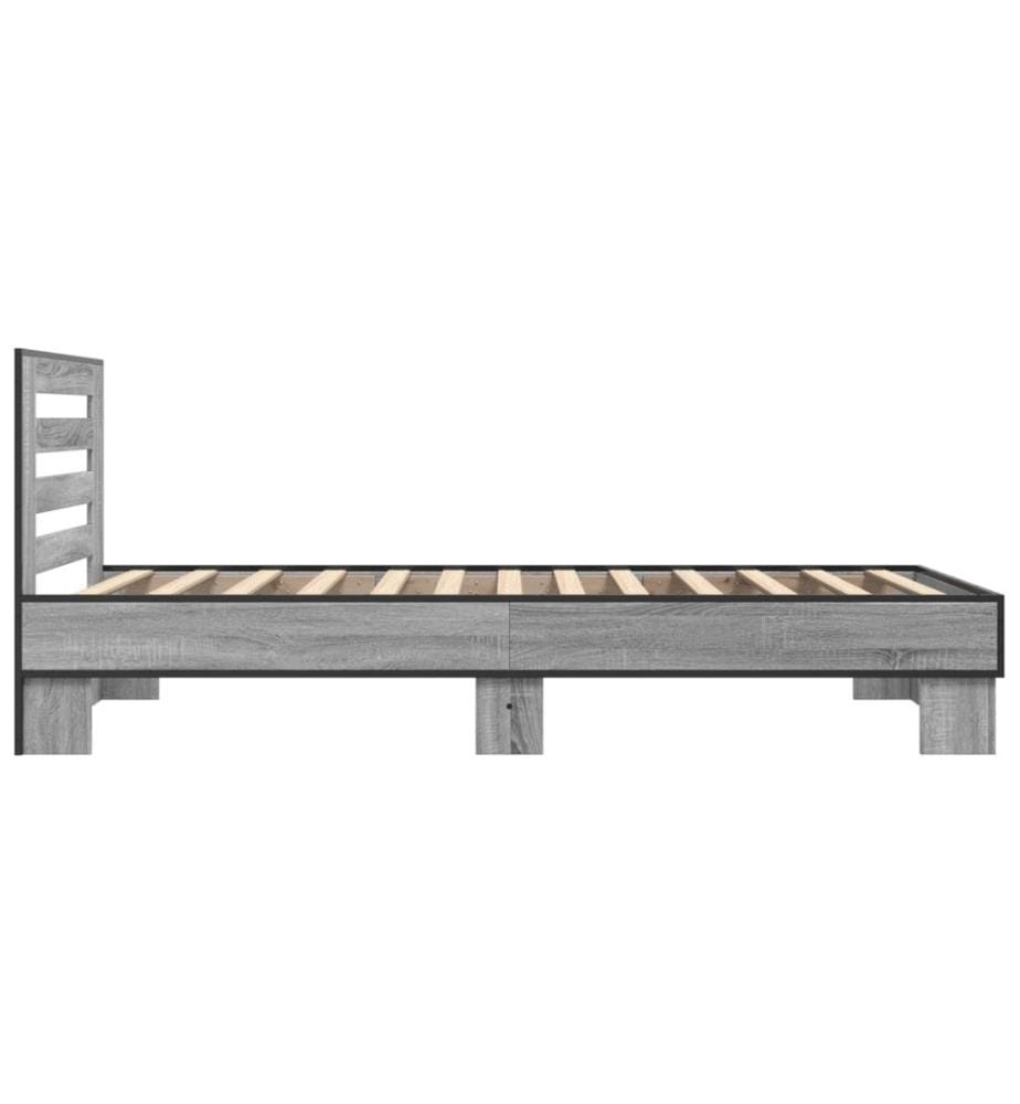 Bettgestell Grau Sonoma 75x190 cm Holzwerkstoff und Metall
