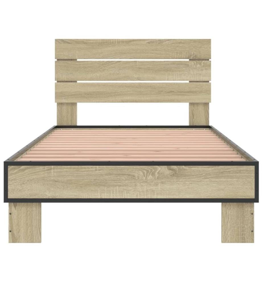 Bettgestell Sonoma-Eiche 100x200 cm Holzwerkstoff und Metall