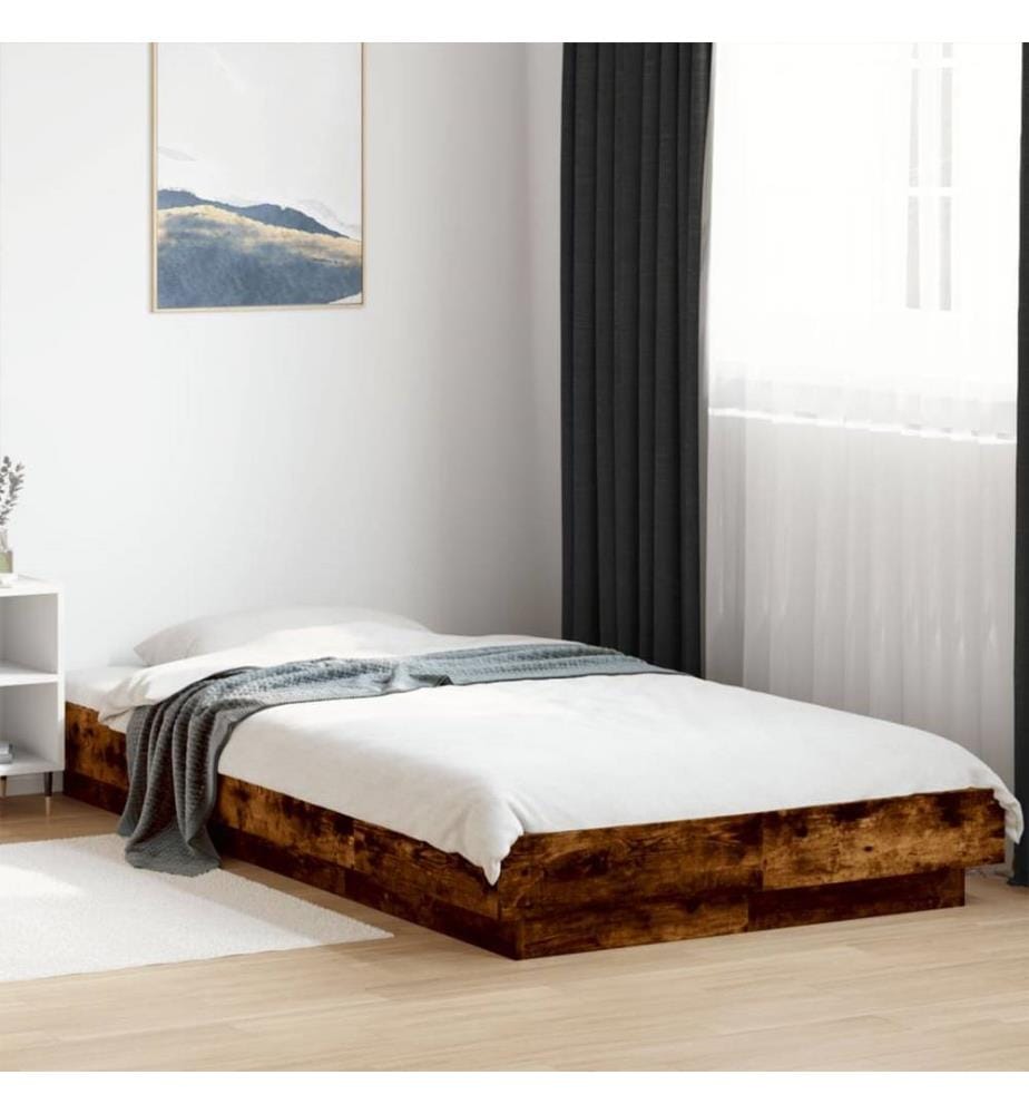 Bettgestell Räuchereiche 75x190 cm Holzwerkstoff