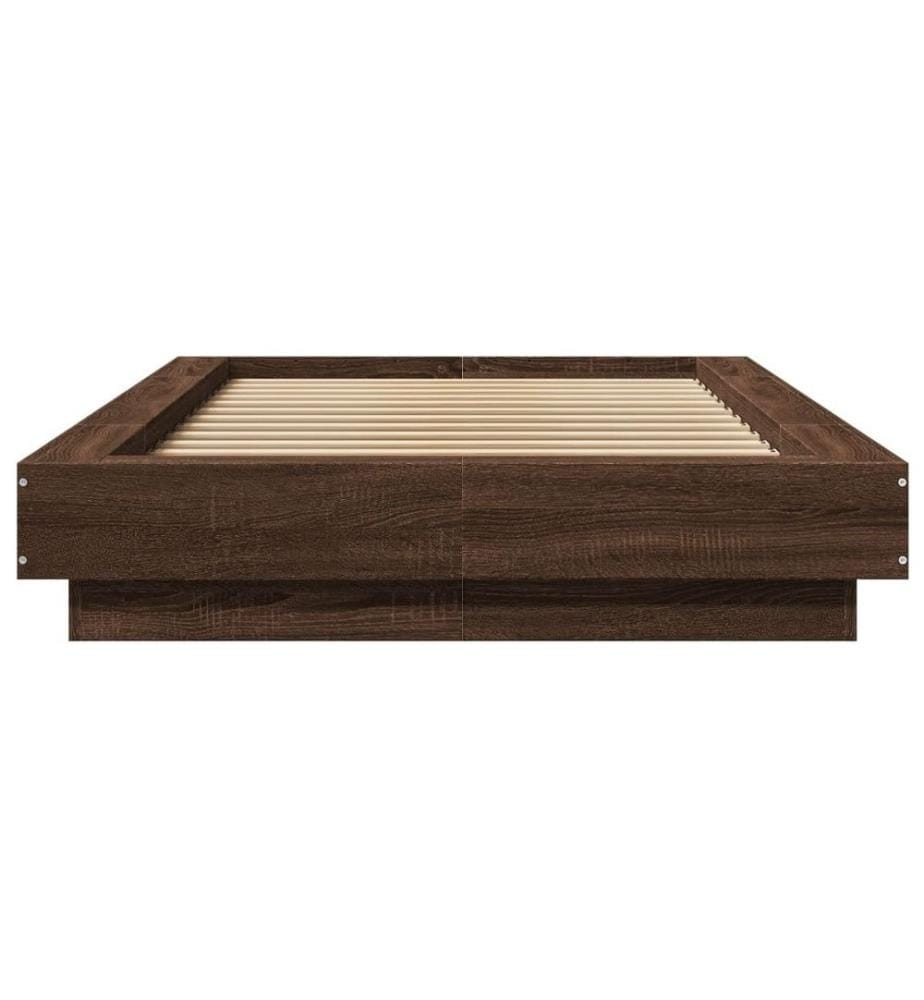 Bettgestell mit LED Braun Eichen-Optik 90x200 cm Holzwerkstoff