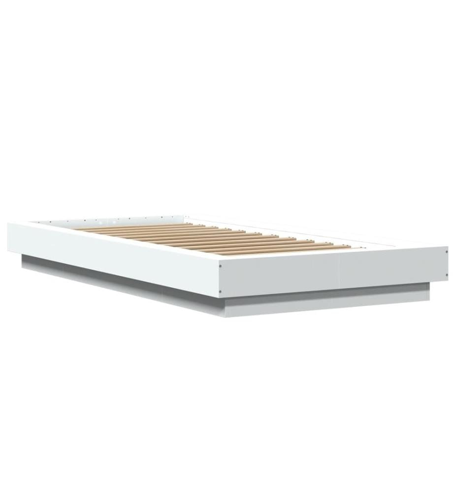 Cadre de lit avec lumières LED blanc 90x200cm bois d'ingénierie