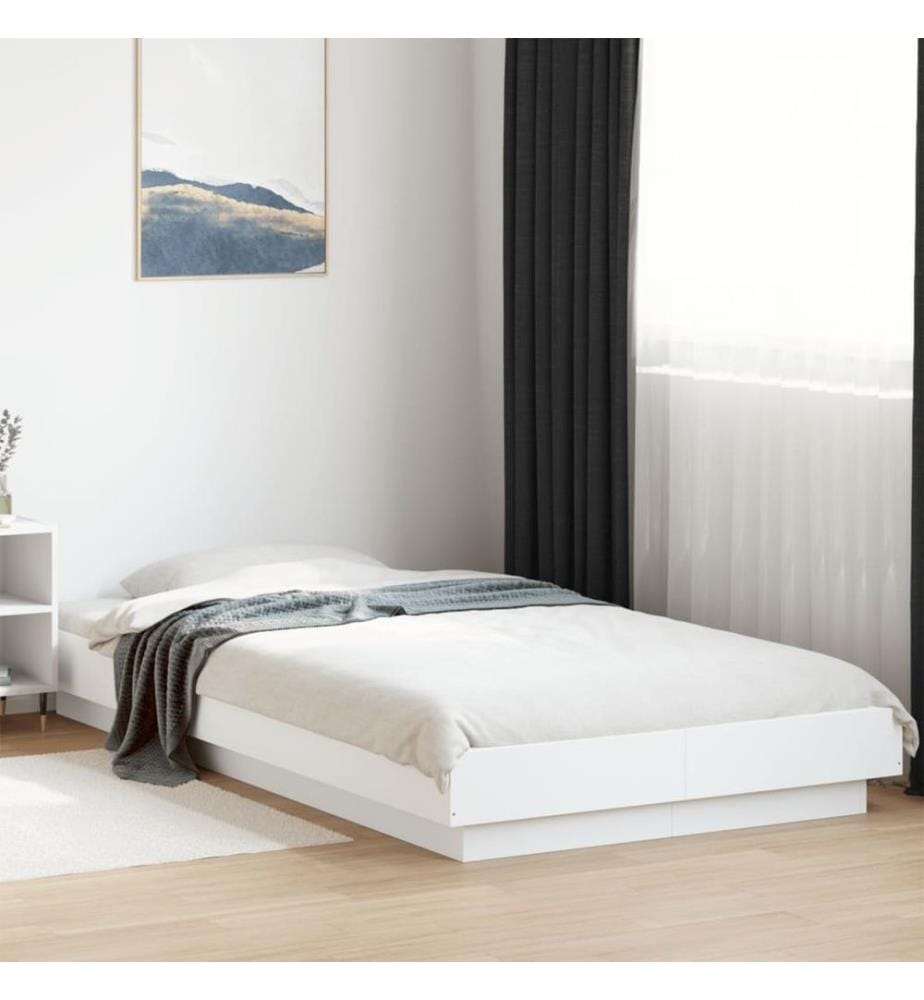 Cadre de lit avec lumières LED blanc 90x200cm bois d'ingénierie