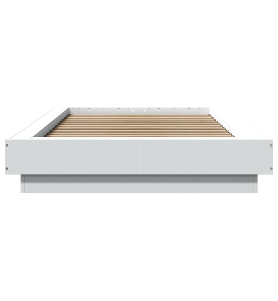 Cadre de lit avec lumières LED blanc 90x200cm bois d'ingénierie