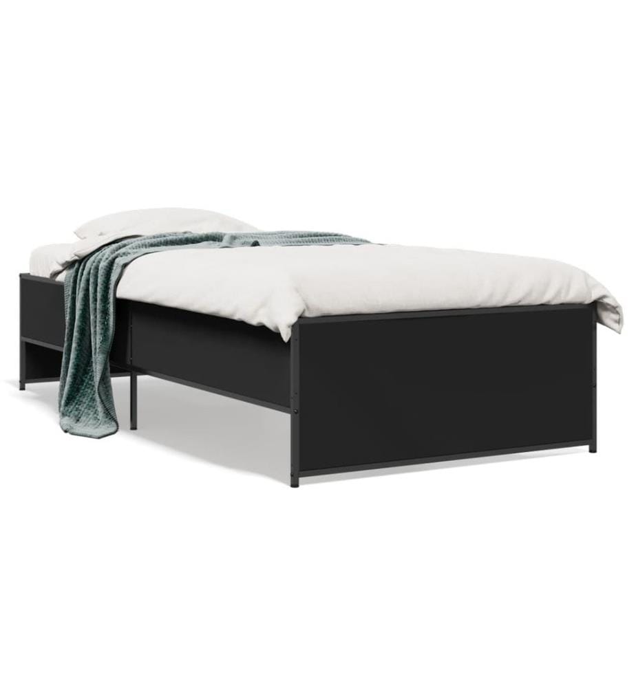 Bettgestell Schwarz 100x200 cm Holzwerkstoff und Metall