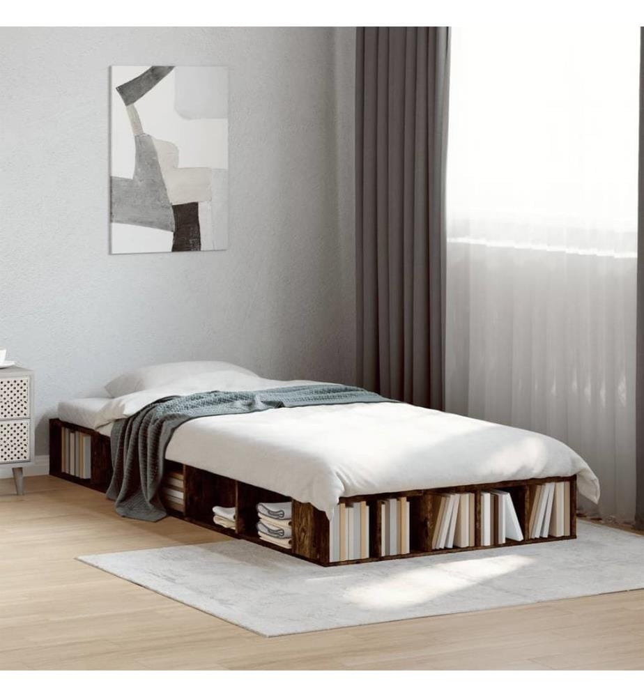Bettgestell Räuchereiche 100x200 cm Holzwerkstoff