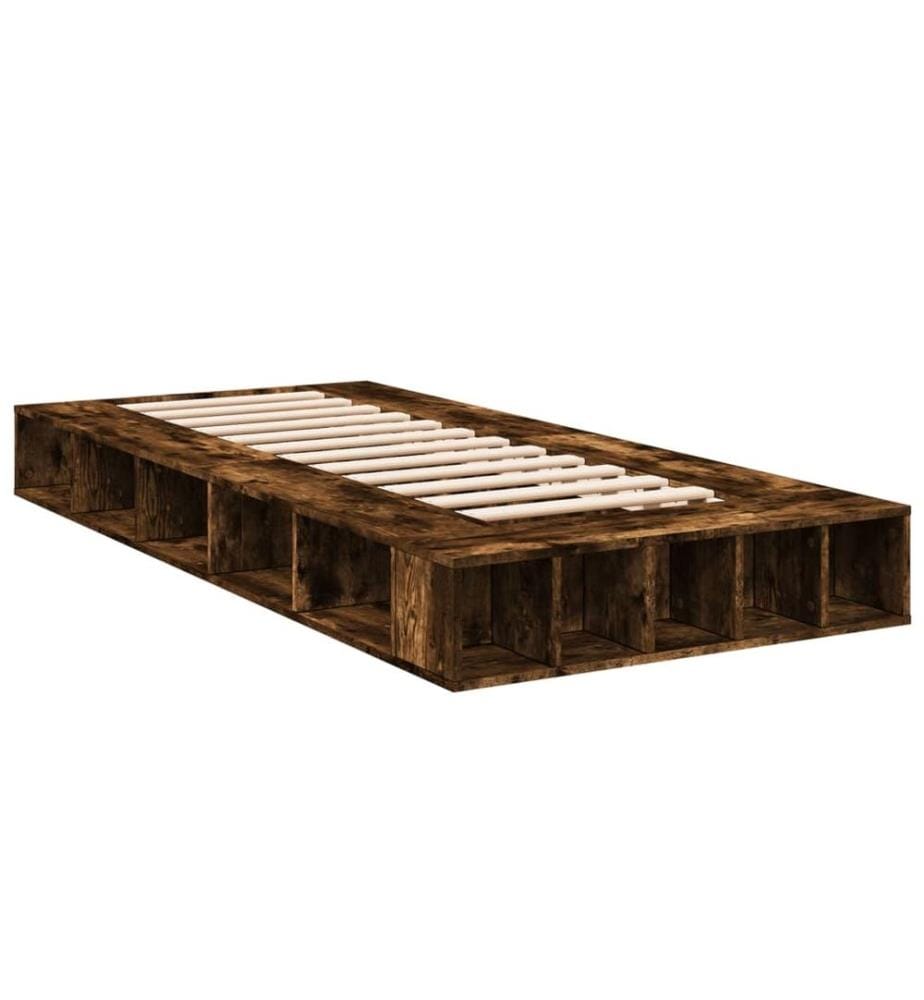 Cadre de lit chêne fumé 90x190 cm bois d'ingénierie