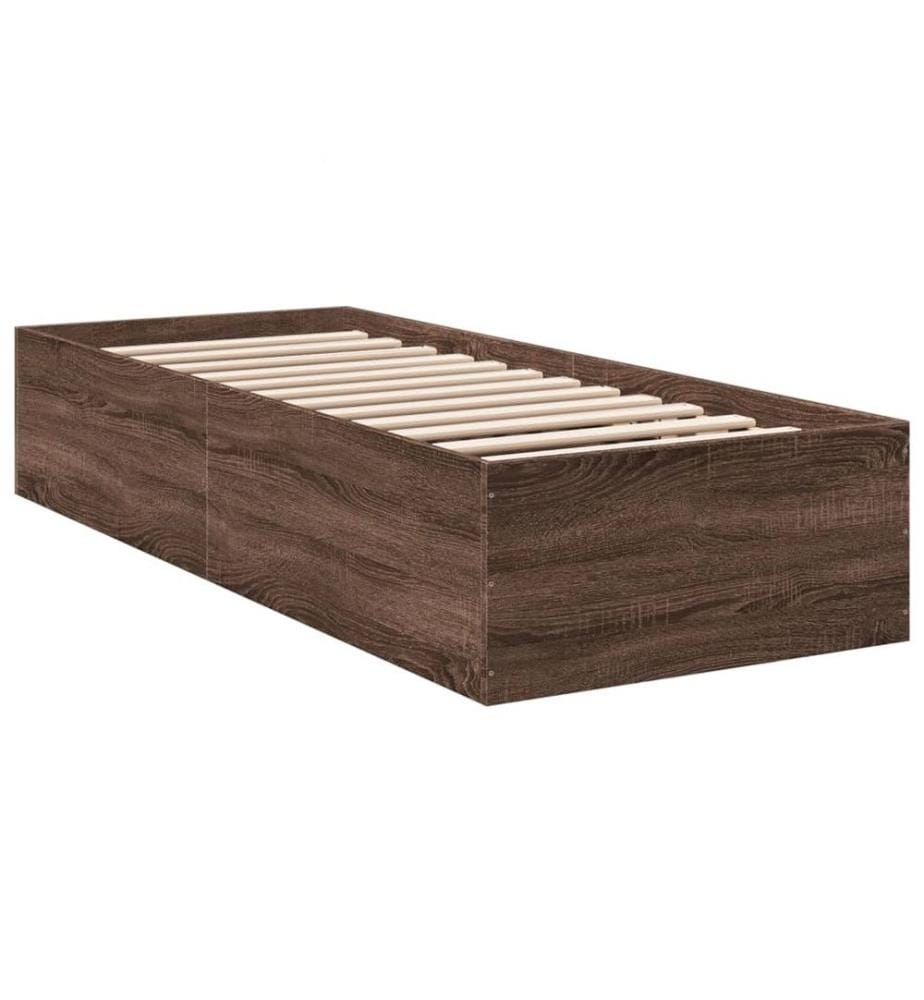 Cadre de lit chêne marron 90x200 cm bois d'ingénierie