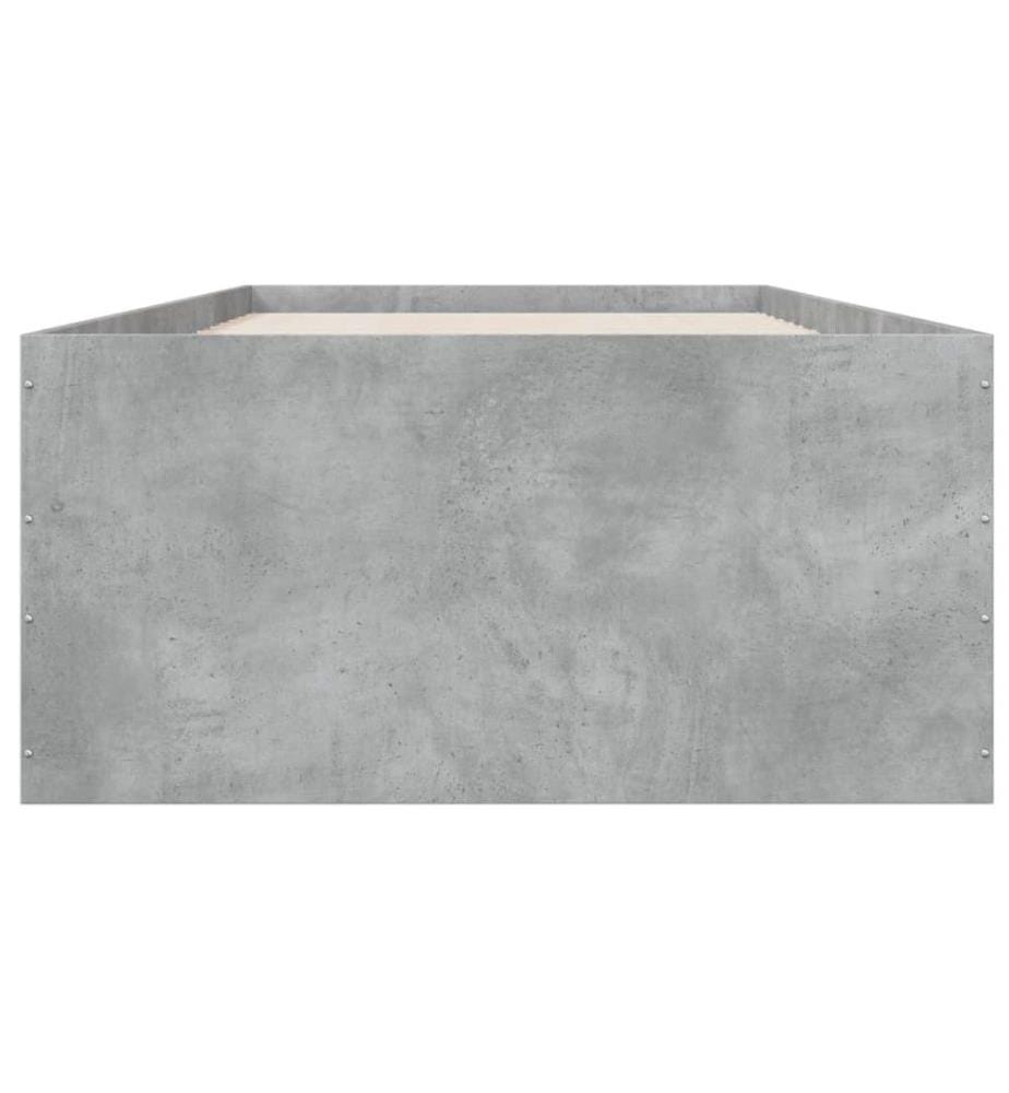 Cadre de lit gris béton 90x200 cm bois d'ingénierie