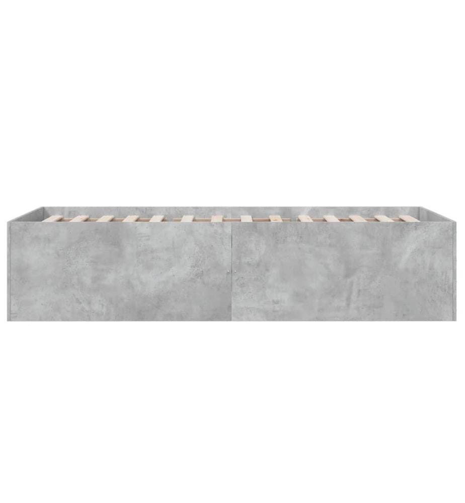 Cadre de lit gris béton 90x200 cm bois d'ingénierie